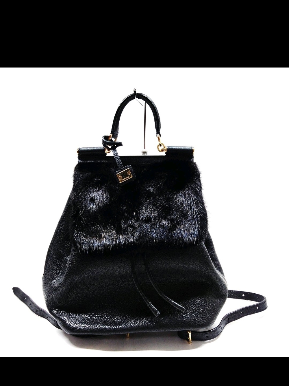 Dolce & Gabbana Black Sicily Fur-Trimmed Leather Backpack